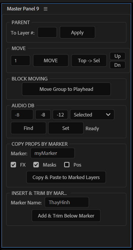 Master Panel 9 — After Effects script panel
