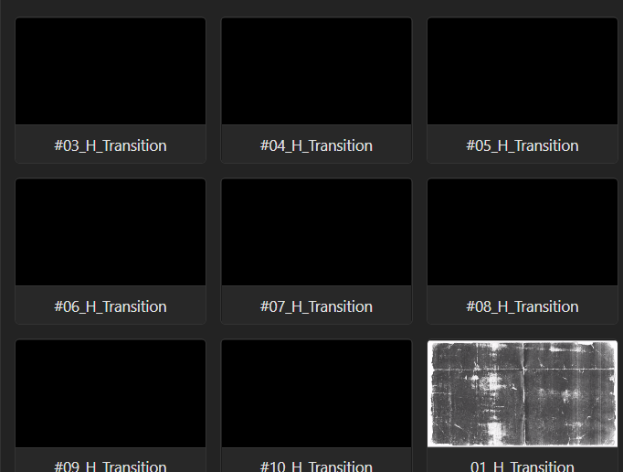 Preset Manager grid with black preview thumbnails